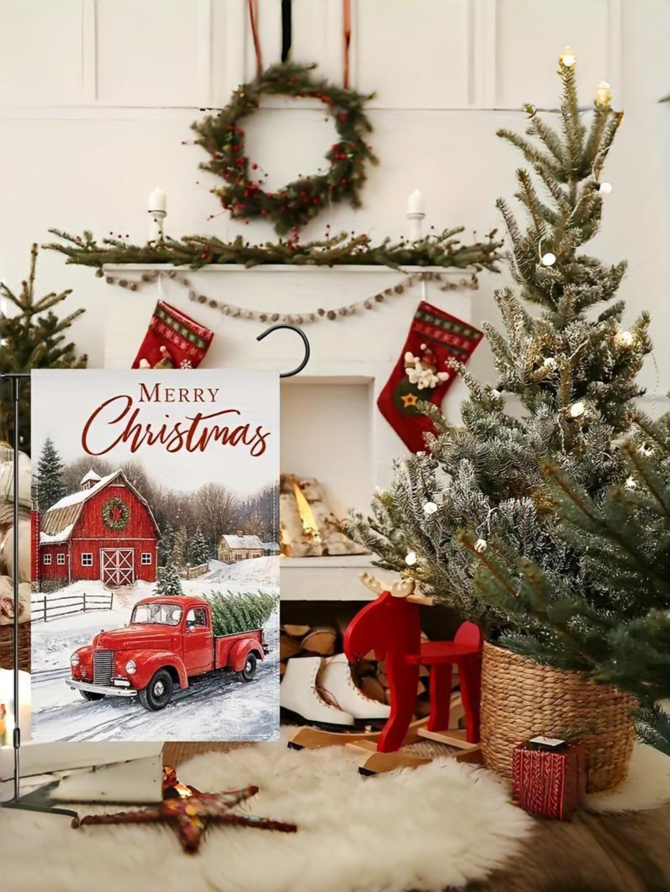 Snow Scene Christmas Garden Flag